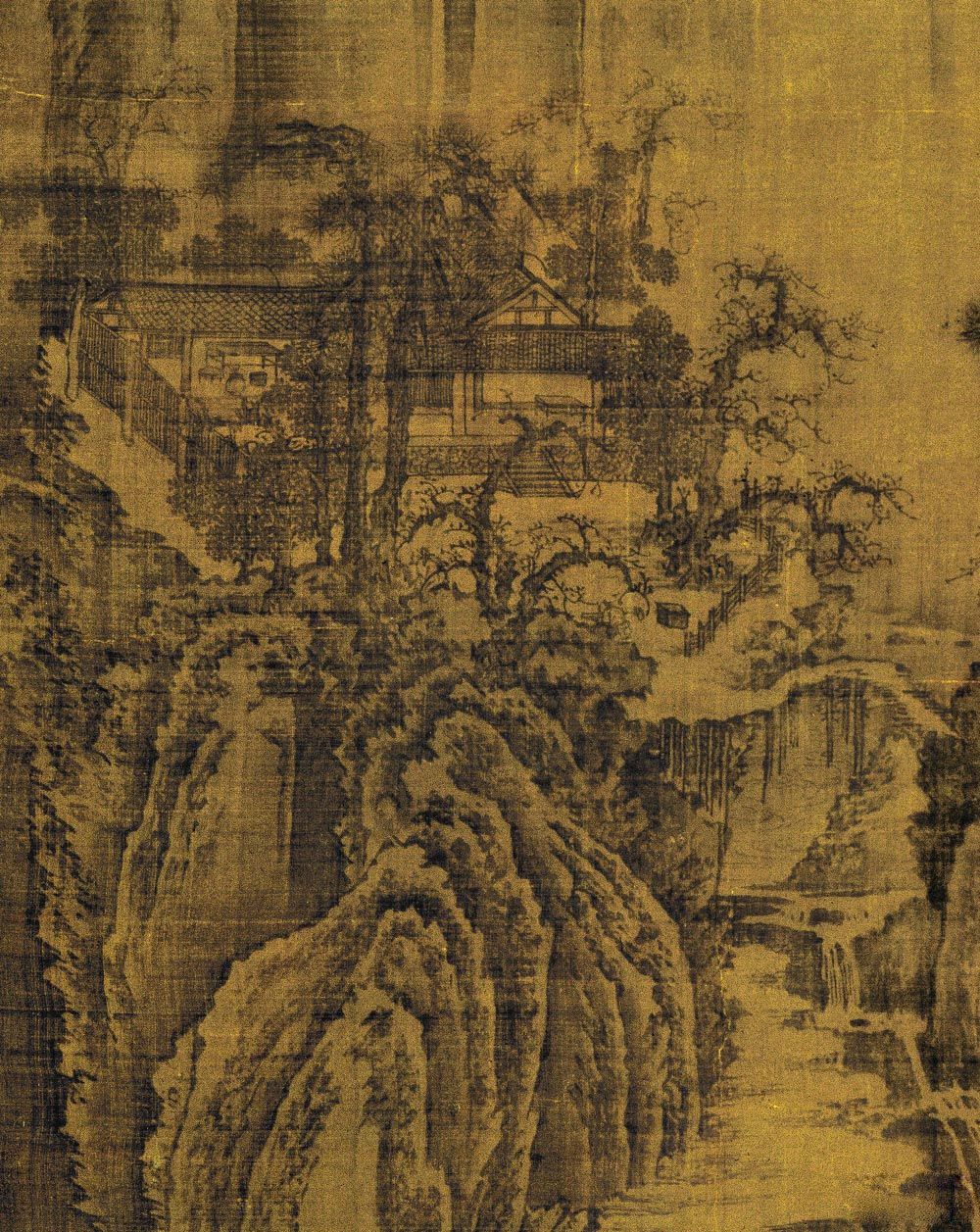 匡庐图绢本水墨画轴尺幅1858厘米x1068厘米
