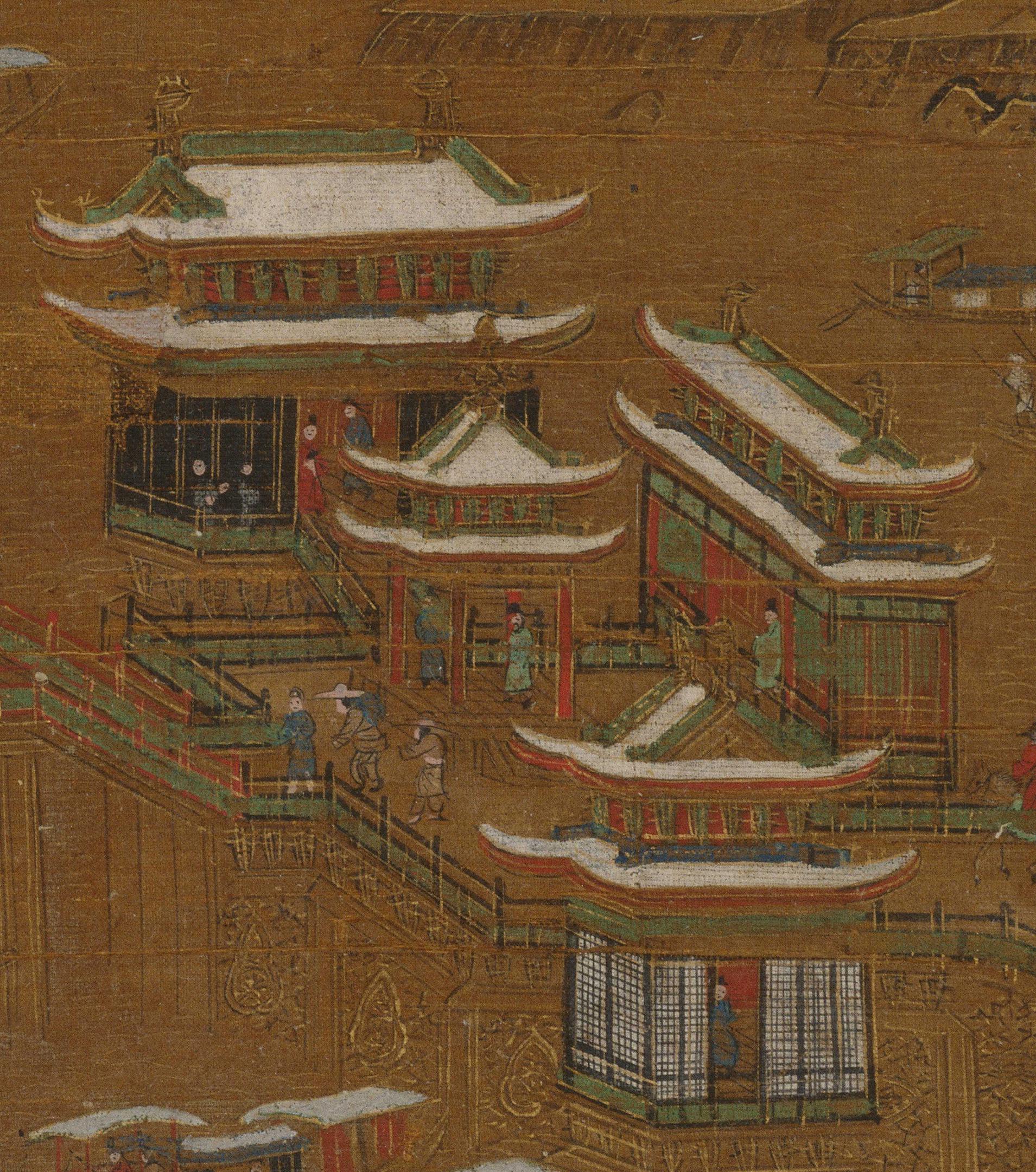 隋唐五代李思训传京畿瑞雪图纨扇故宫京畿瑞雪图纨扇