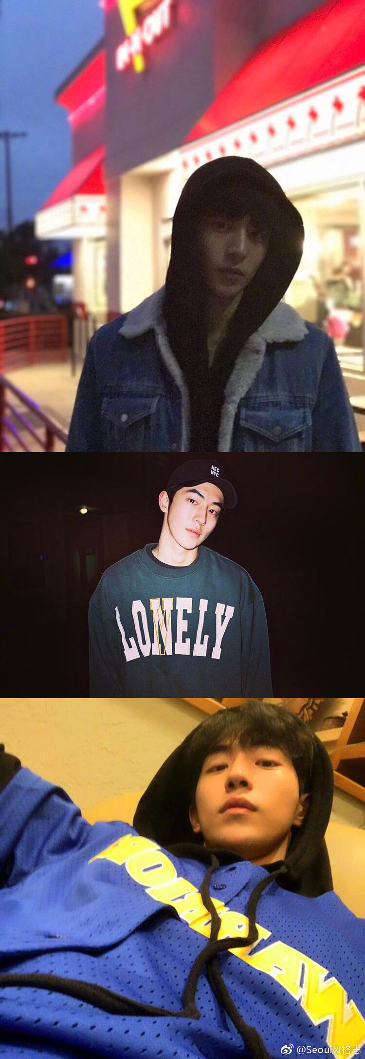 简单的t恤,卫衣,夹克,就是南柱赫诠释的男友风.