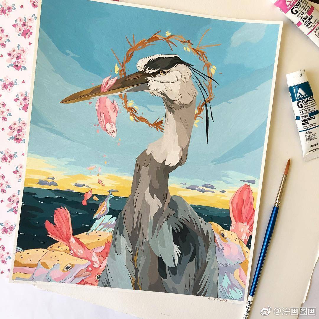 画师surrealistrey笔下的插画可爱动物67676767微博美学