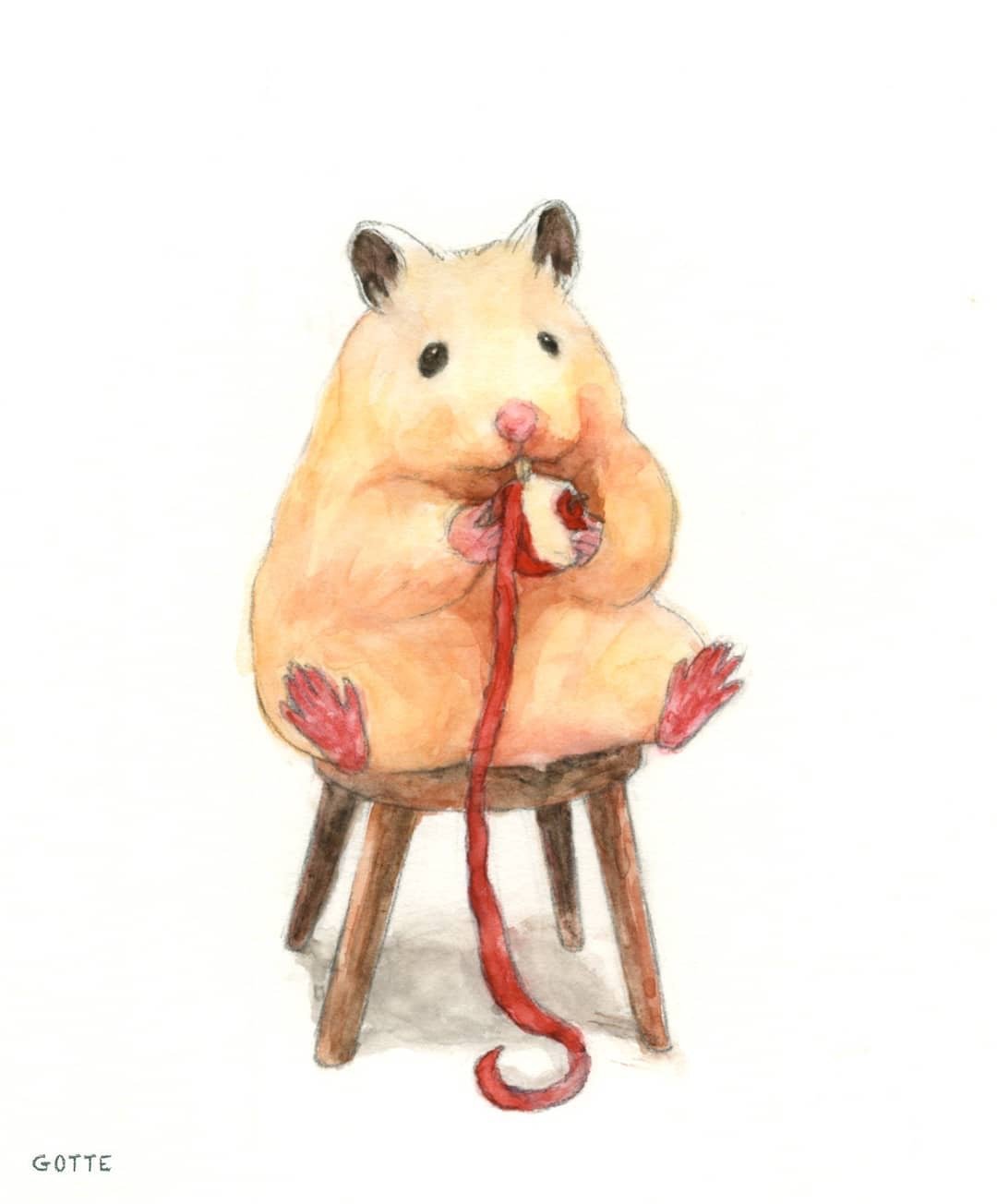 日本插画师 gotte 笔下的小仓鼠,萌的不行!