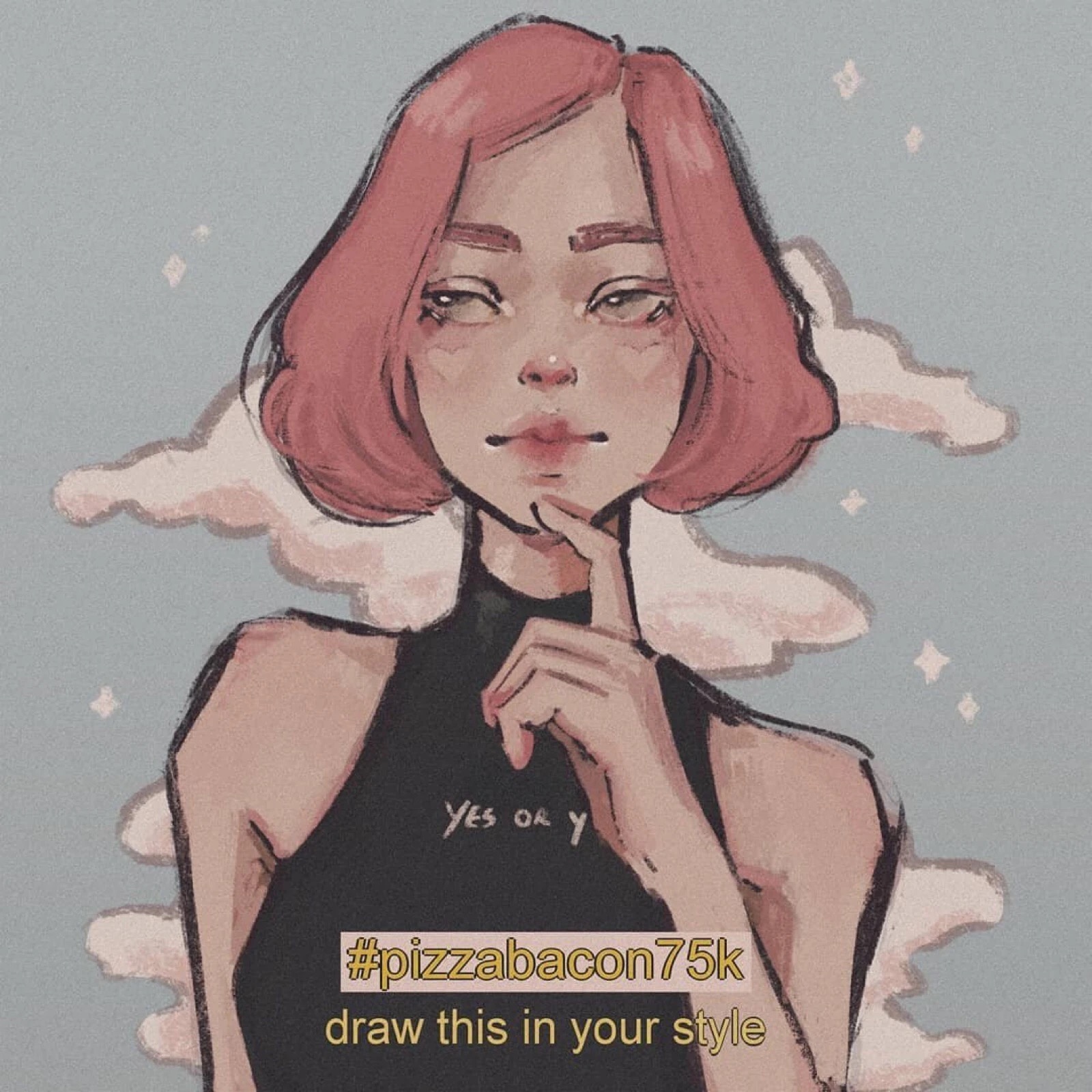 插画头像 点赞好运 ins:_pizzabacon