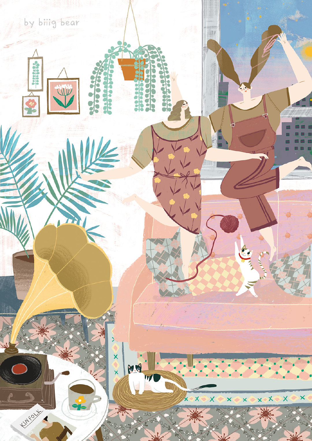 在她的画下不拘束的笔风