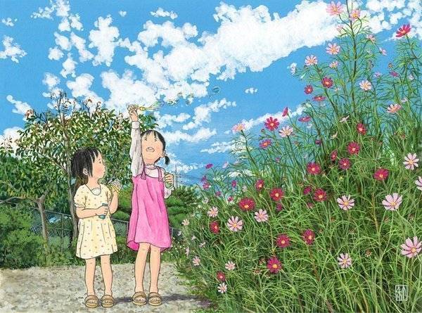 美好的夏日旧时光,画出儿时的回忆