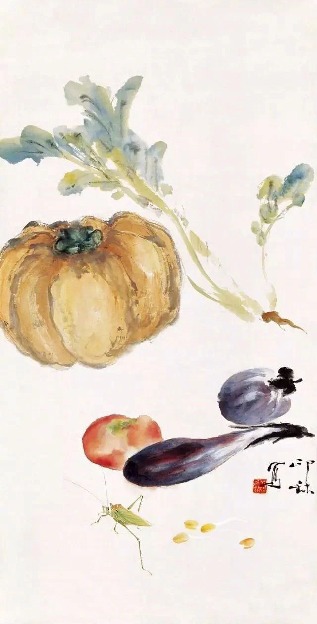 萧朗笔下的蔬果,淡而不薄,洁净明艳.