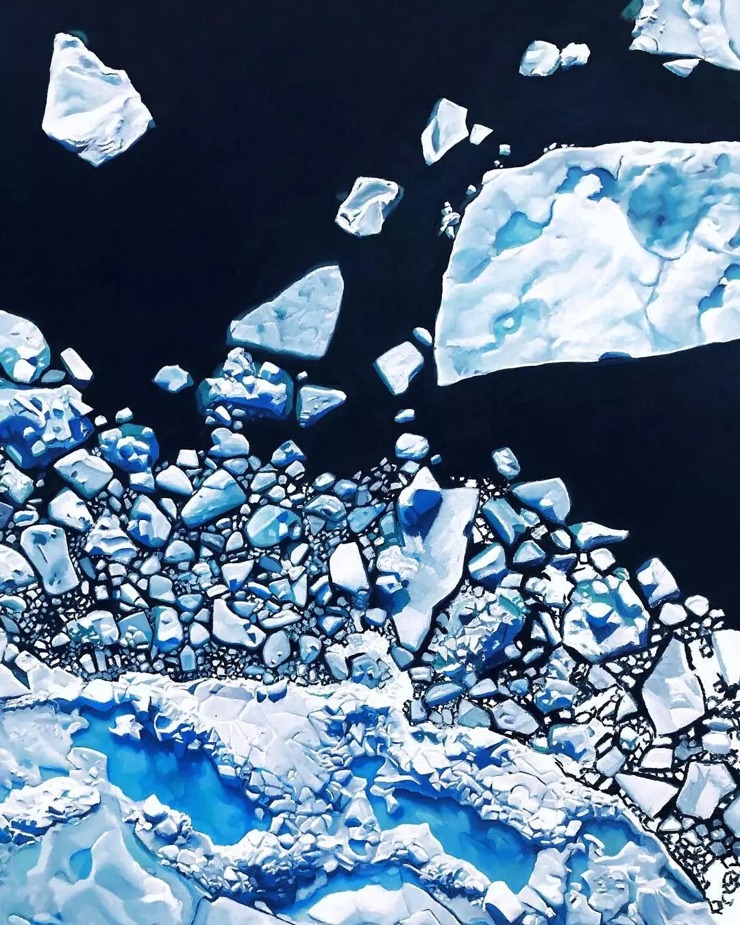 太有才了,她竟然可以徒手画冰山!