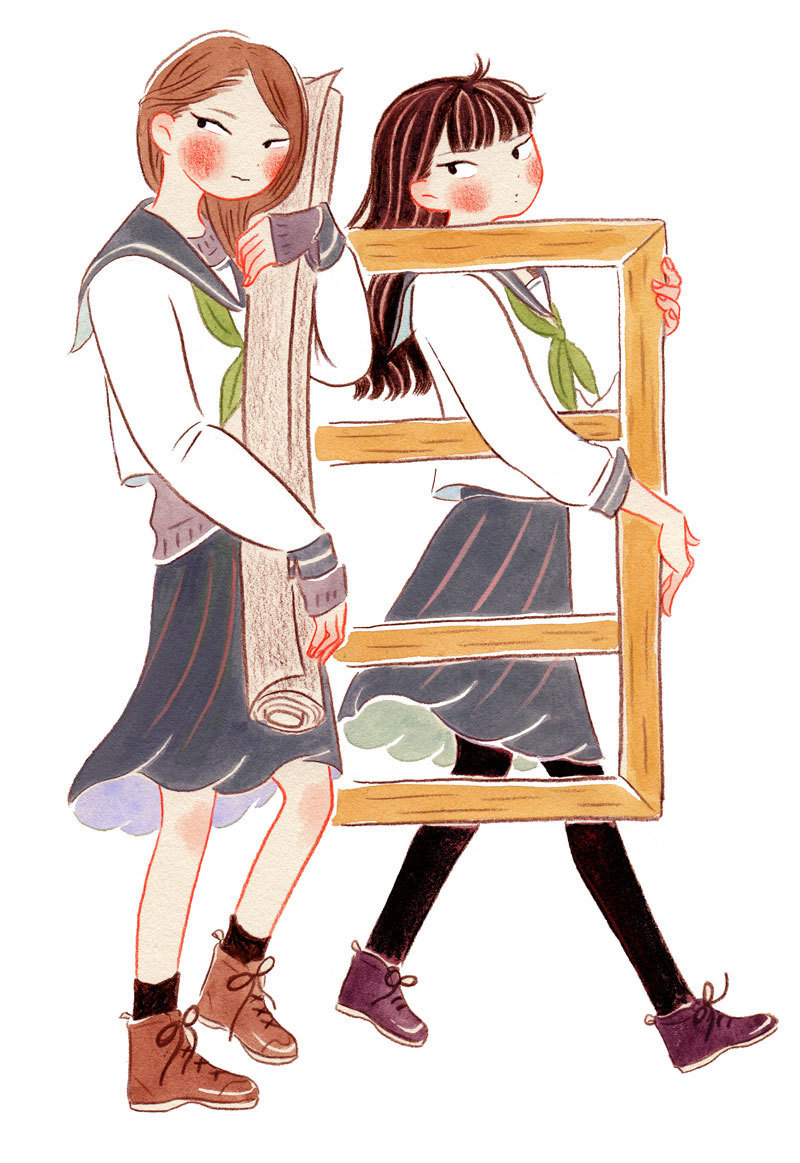 画师yorunotabi笔下的一种青春人物速写插画这种插画以校园青春为主