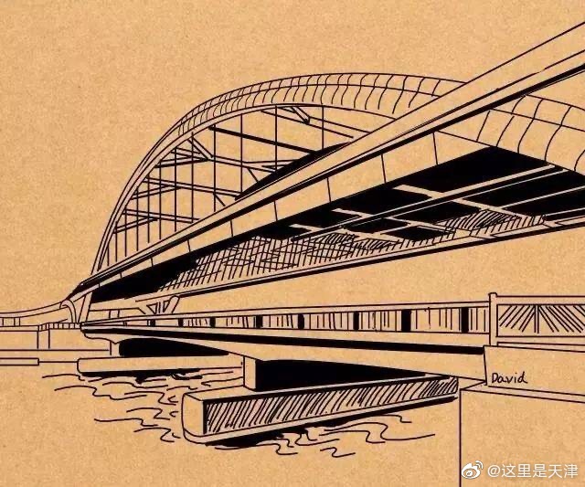 手绘天津海河上的那些桥,大家来比比,看看这九座桥里