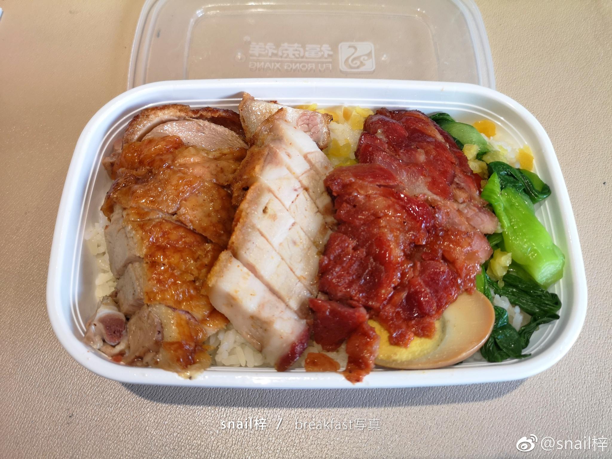breakfast-10872019年4月14日早餐福荣祥烧腊三拼饭 阿宝炸猪排住