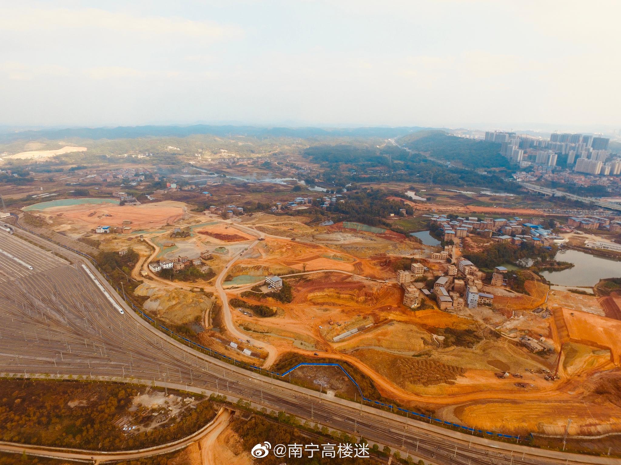 航拍南宁第二动车所建设进展,感受一下这大工地.