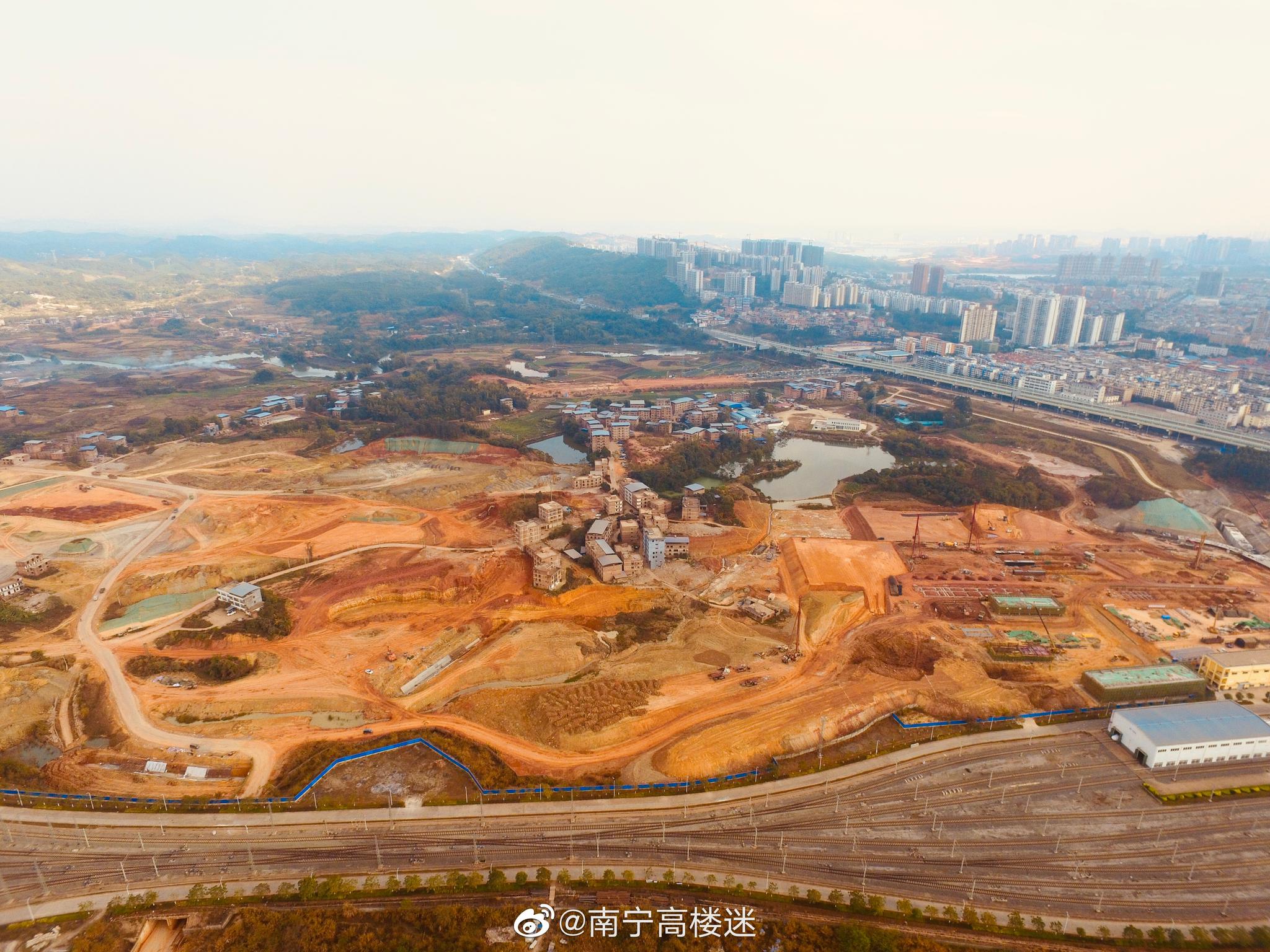 航拍南宁第二动车所建设进展,感受一下这大工地.