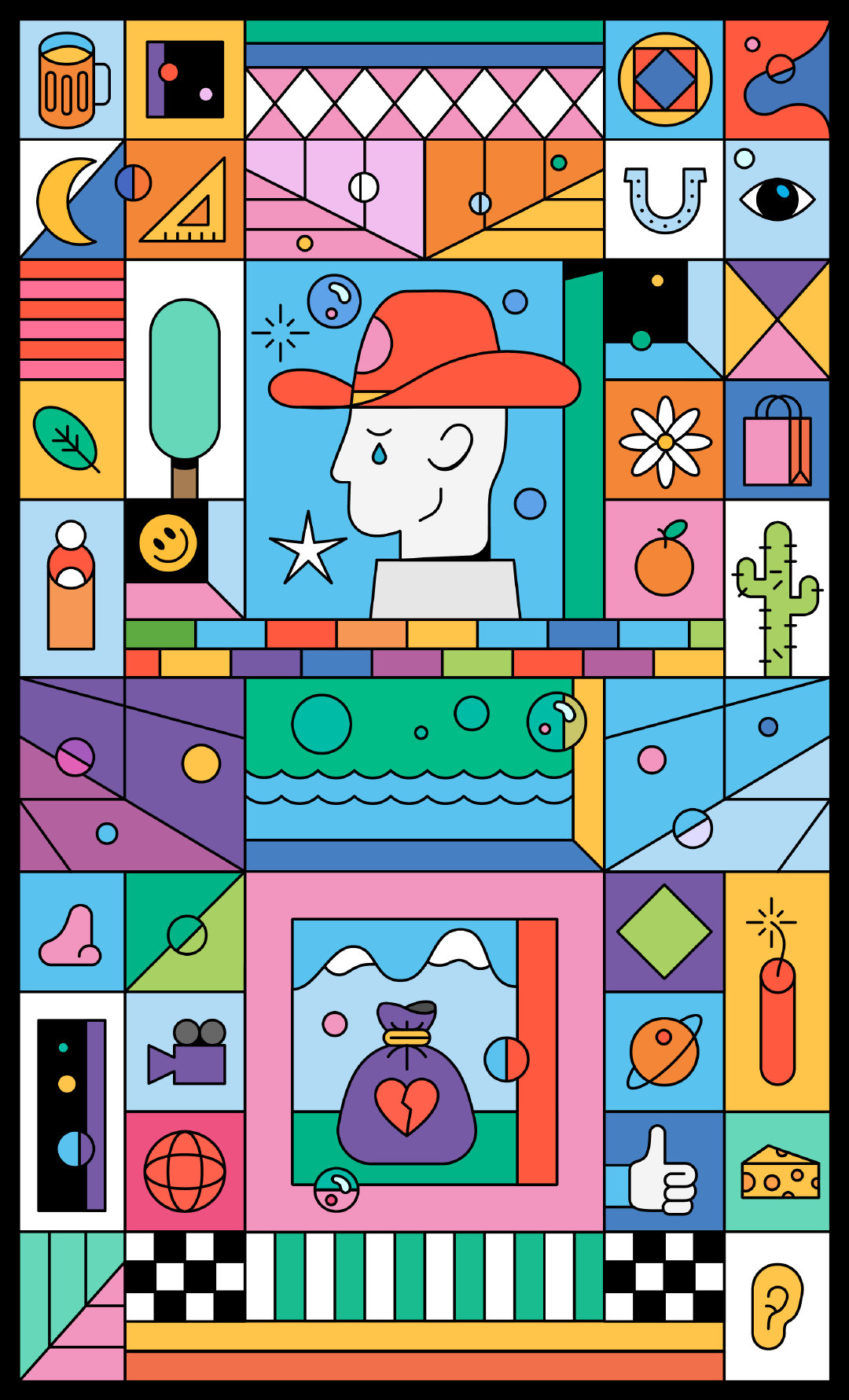 色彩缤纷的描边几何风插图,你喜欢吗?作者:ty dale