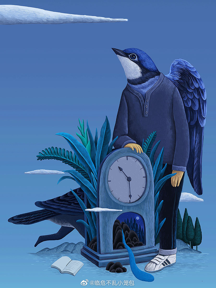 插画师豆哥原创手绘作品:鸟人系列