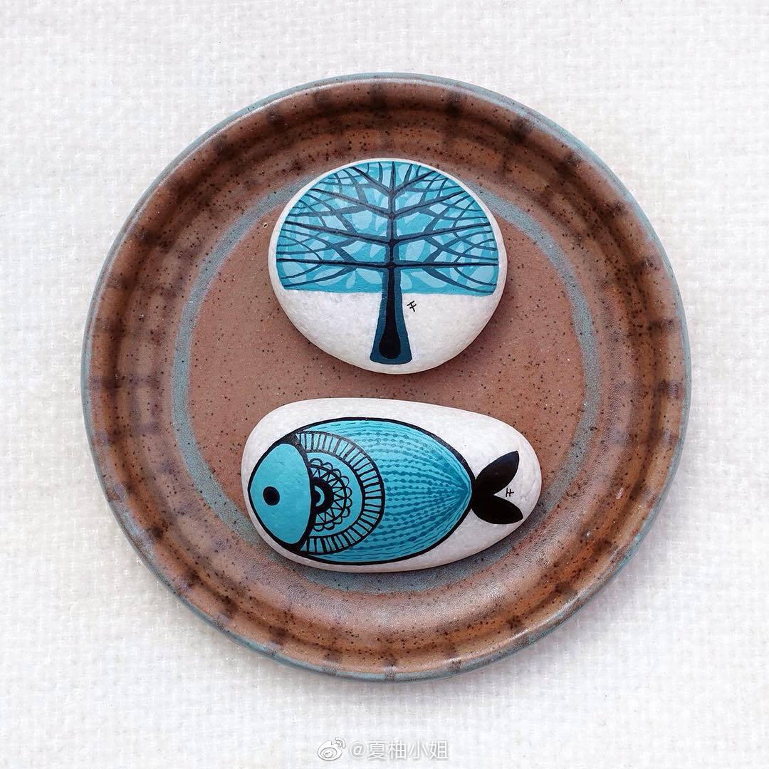 小鱼涂鸦石头画,萌萌哒!