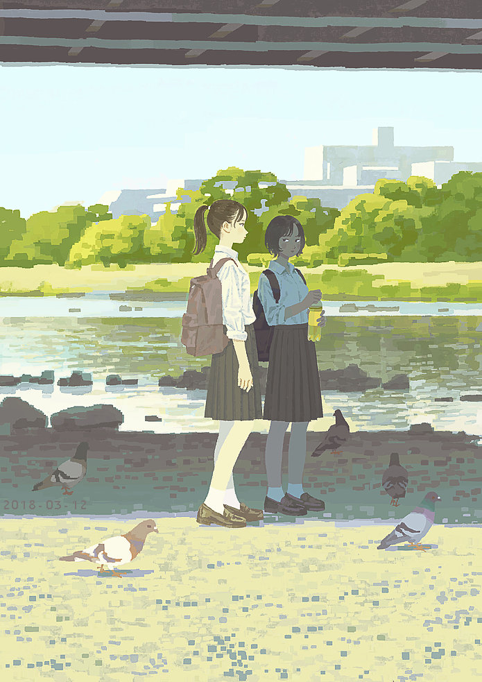 日本画师junkuma的插画作品jun的绘画风格和用色方法受莫奈修拉