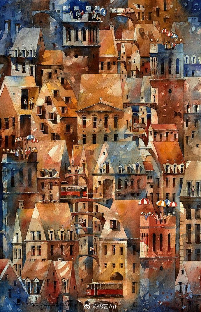 波兰建筑师与插画师 tytus brzozowski 梦中的城市绘画作品一组