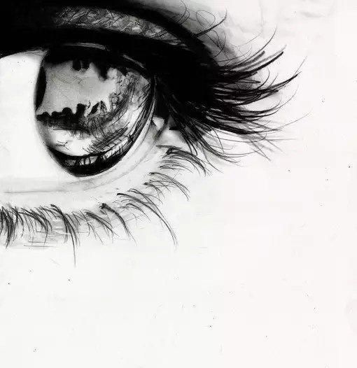 用铅笔画的大眼睛,炯炯有神!