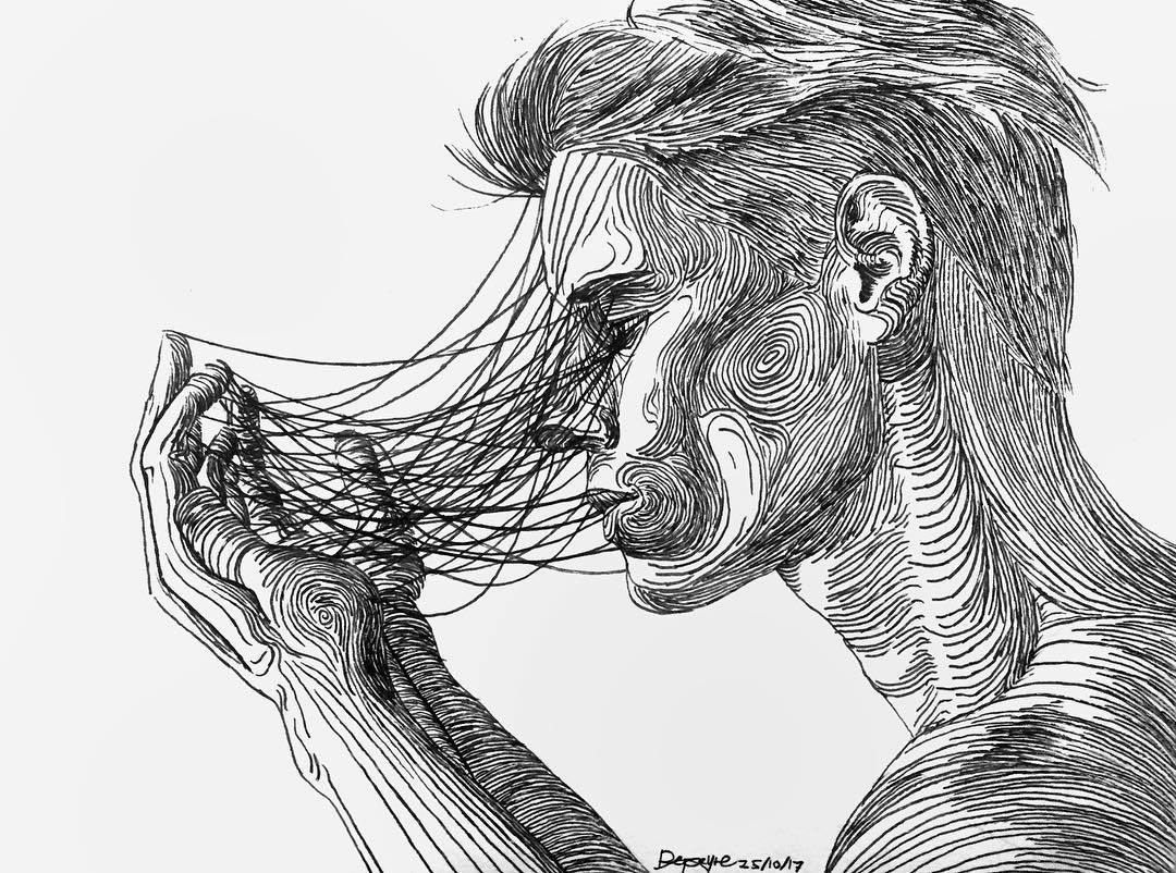 年轻视觉艺术家dominic depeyre 对符合人体形态的线条非常精通.脸