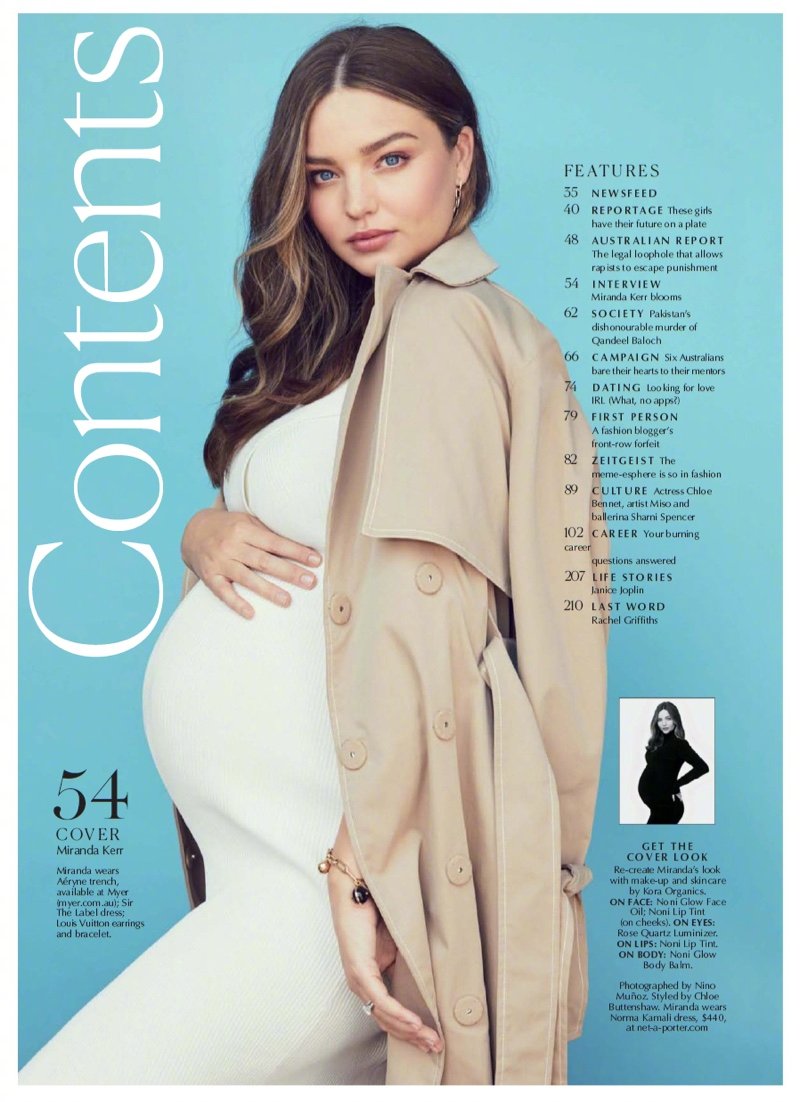 怀着第三胎的米兰达可儿miranda kerr登上《marie claire 》澳大利亚