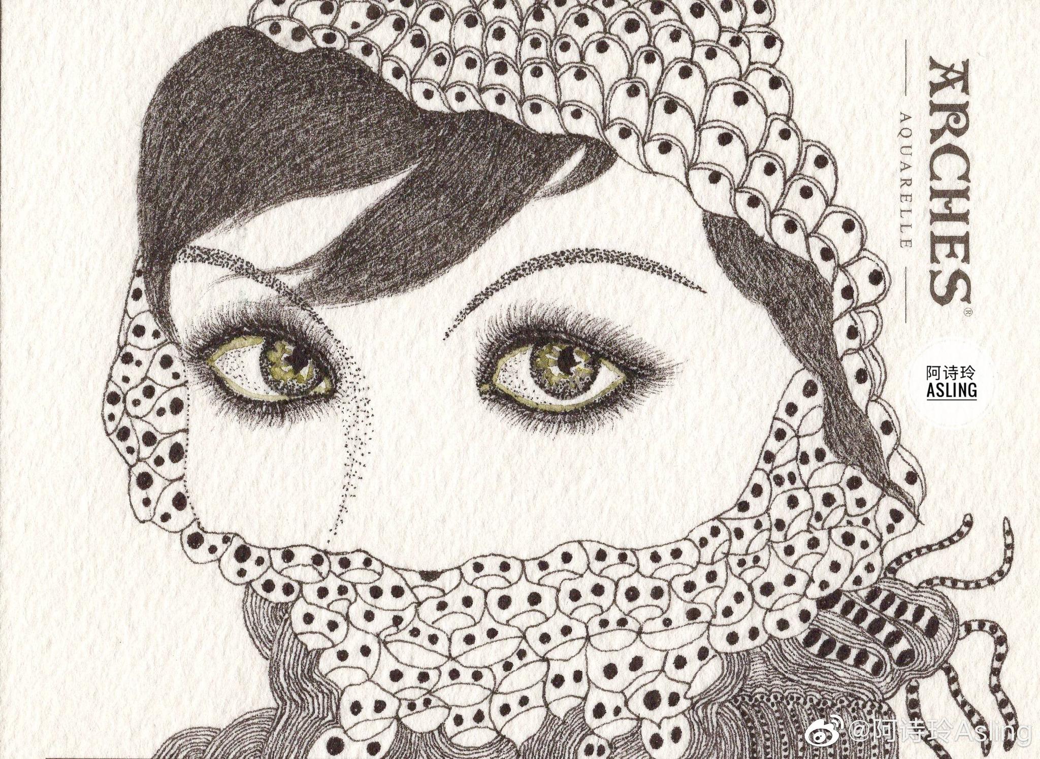 临摹的几张黑白插画(针管笔) @阿诗玲asling