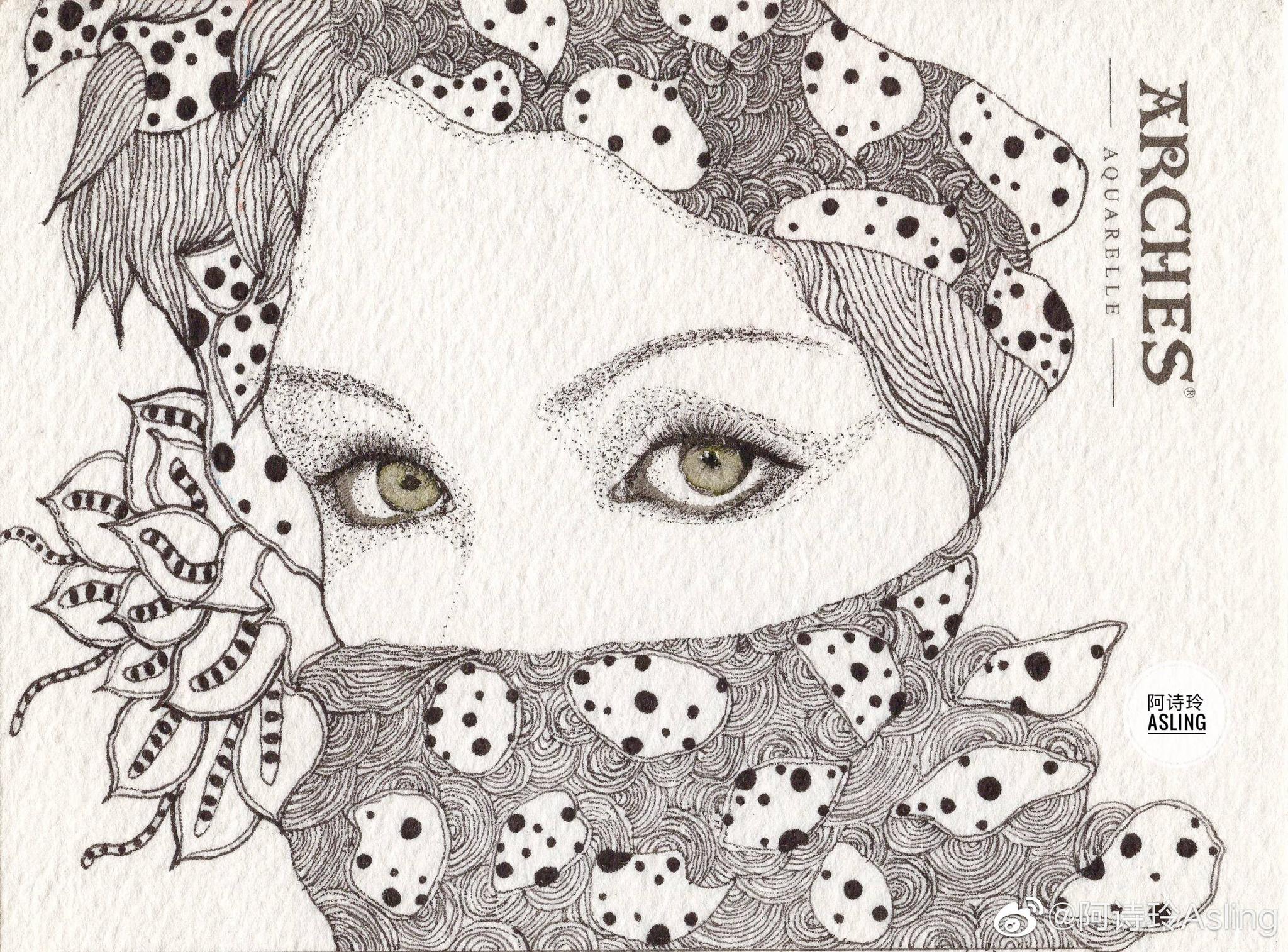 临摹的几张黑白插画(针管笔) @阿诗玲asling