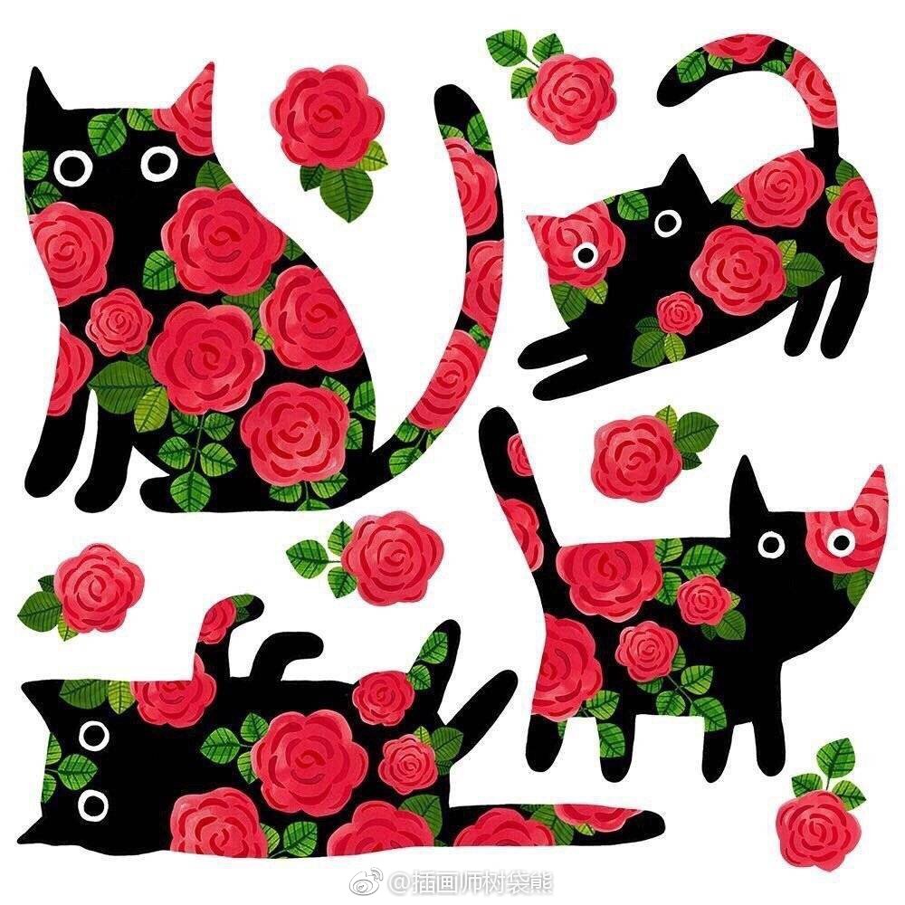 法国插画师 Angie Rozelaar 猫咪系列插画设计作品她闲来无事决定持续|插画师|猫咪|猫_新浪新闻