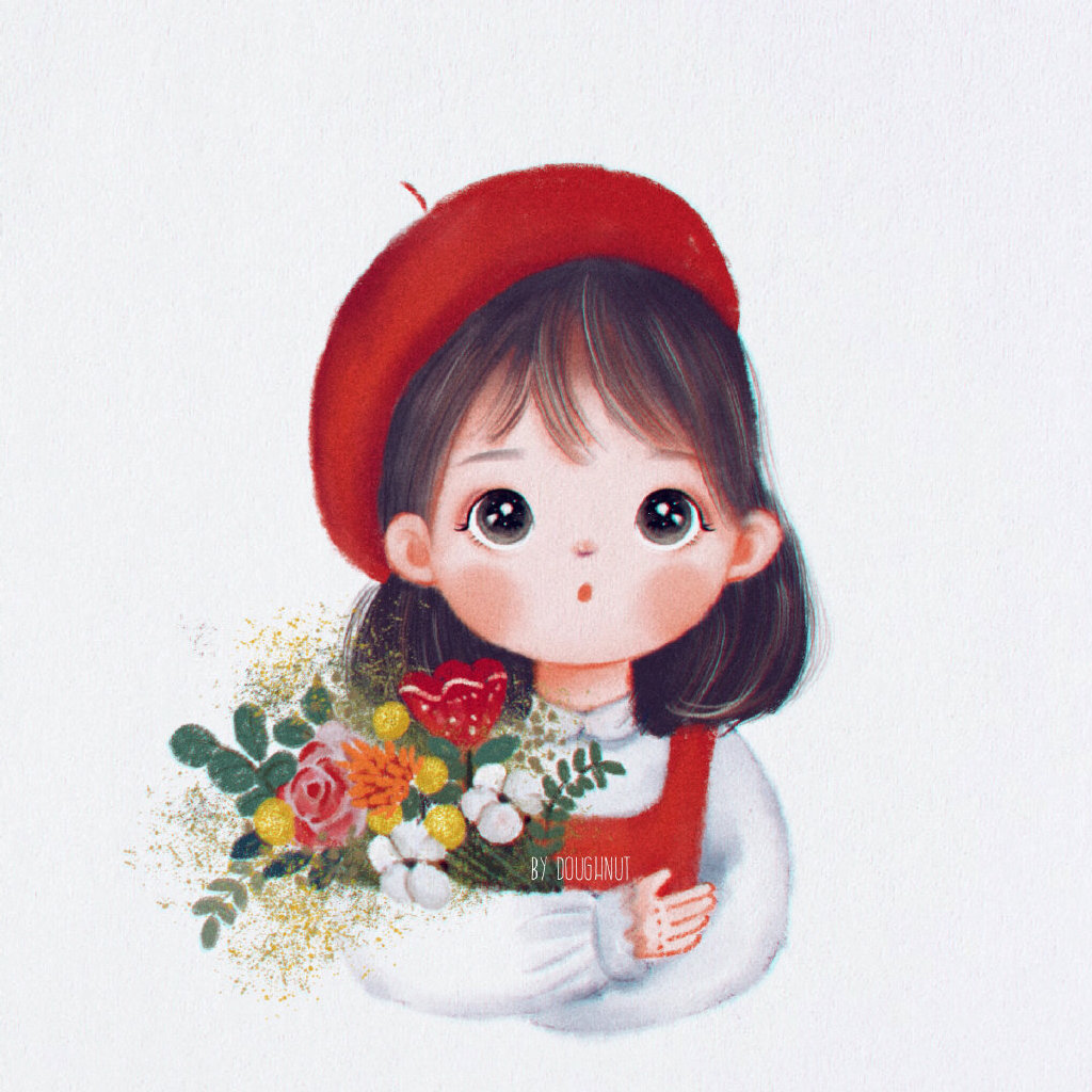 来自插画师 @甜甜圈超甜6 可爱的新年情侣头像作品