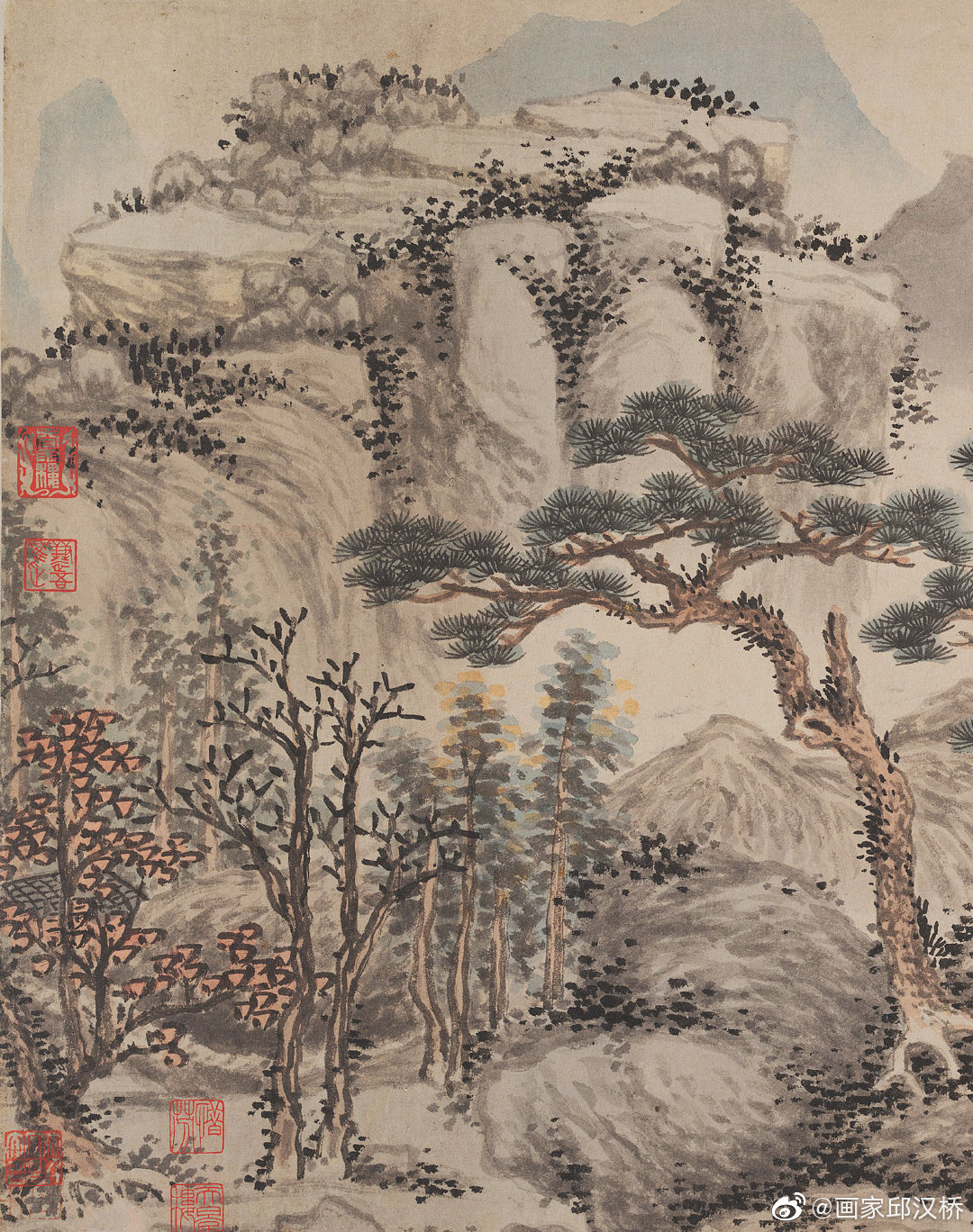 四松图明代沈周水墨设色纵603厘米横154厘米