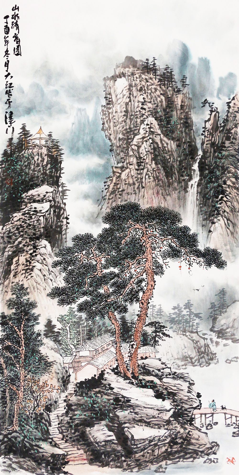 吕大江国画山水构图饱满,意境悠远,装饰价值凸显