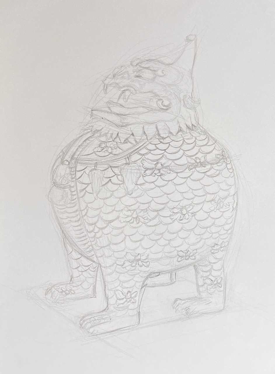 清·铜镀金甪端,藏于沈阳博物院～秦昊安绘画作品,见过的小伙伴