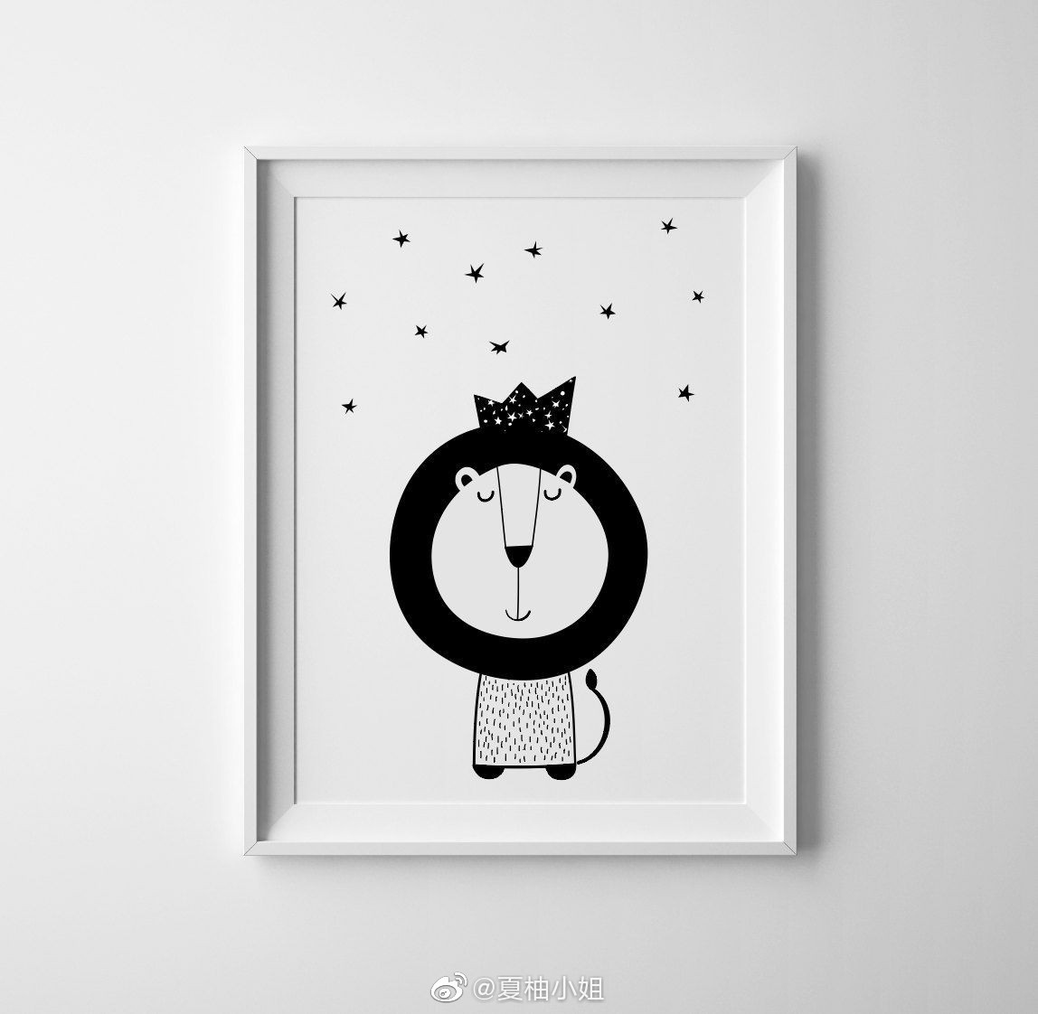 童趣可爱的小动物黑白装饰画