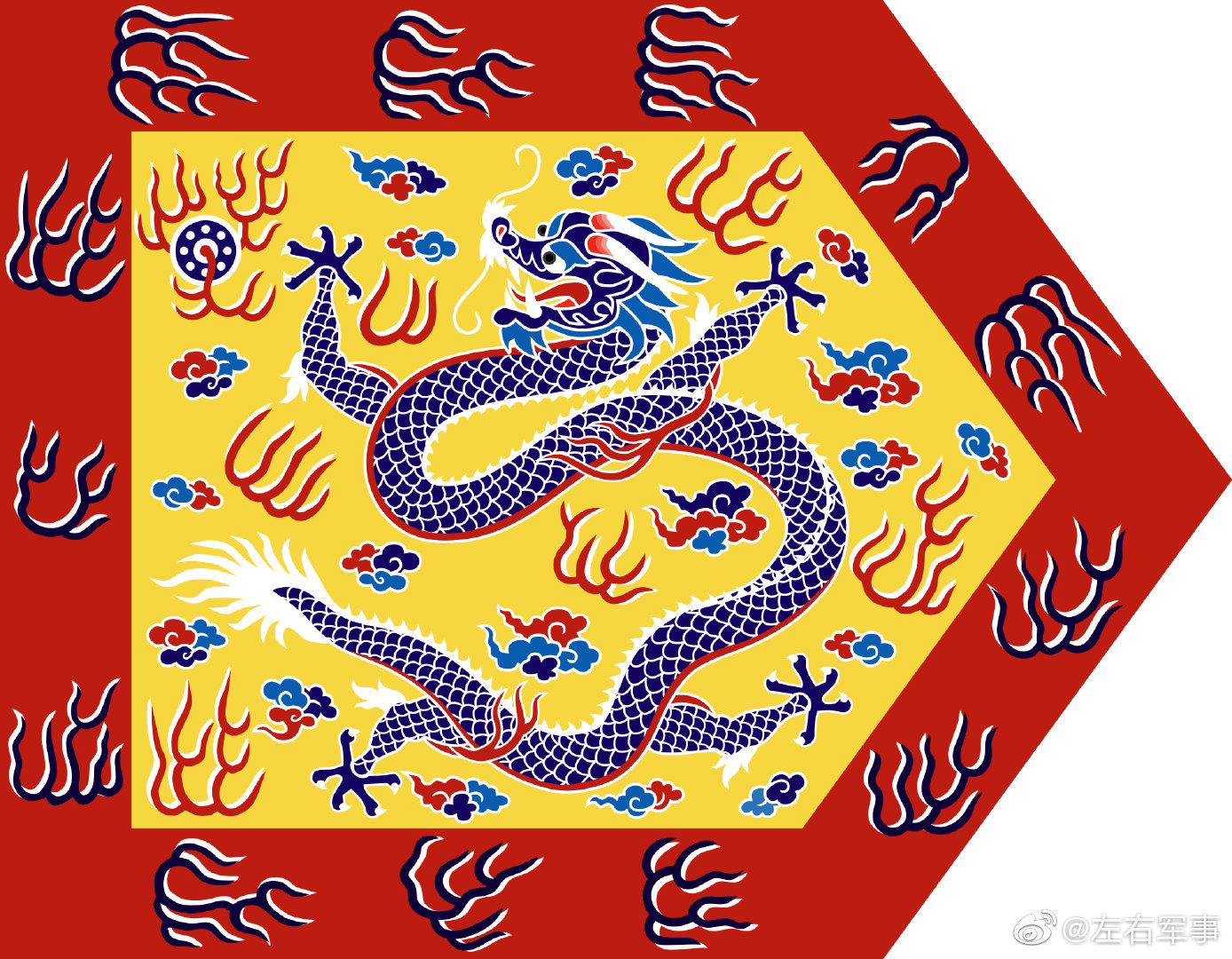 满清八旗的旗帜,从左到右,从上到下依次为:镶黄旗 ,正黄旗|正红旗|白旗|正蓝旗|蓝旗|红旗_新浪新闻