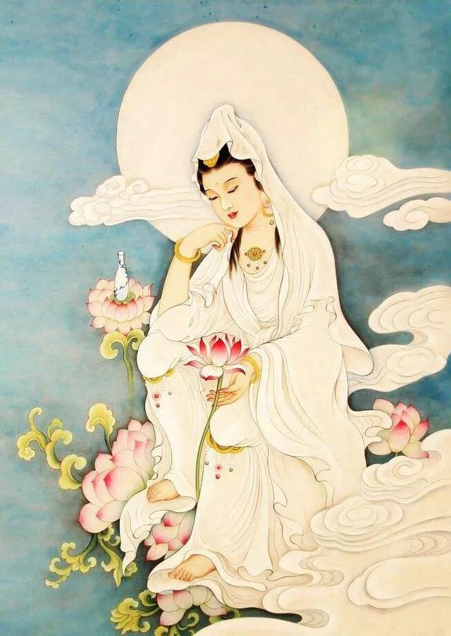 观音菩萨高清线稿阿弥陀佛大慈大悲转发迎好运