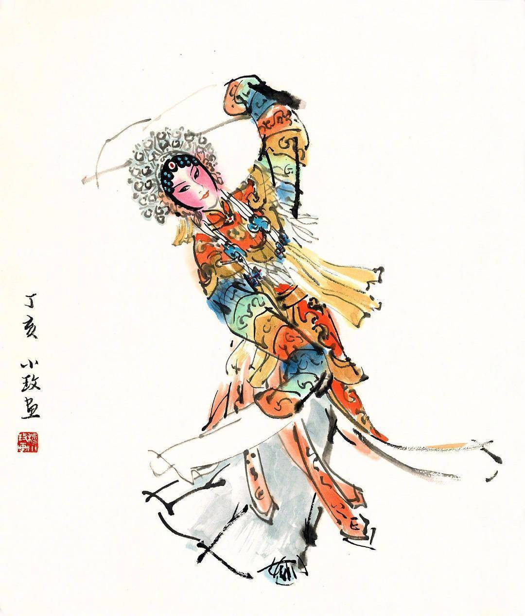 穆小玫笔下的水墨旦角儿～ @微博艺术