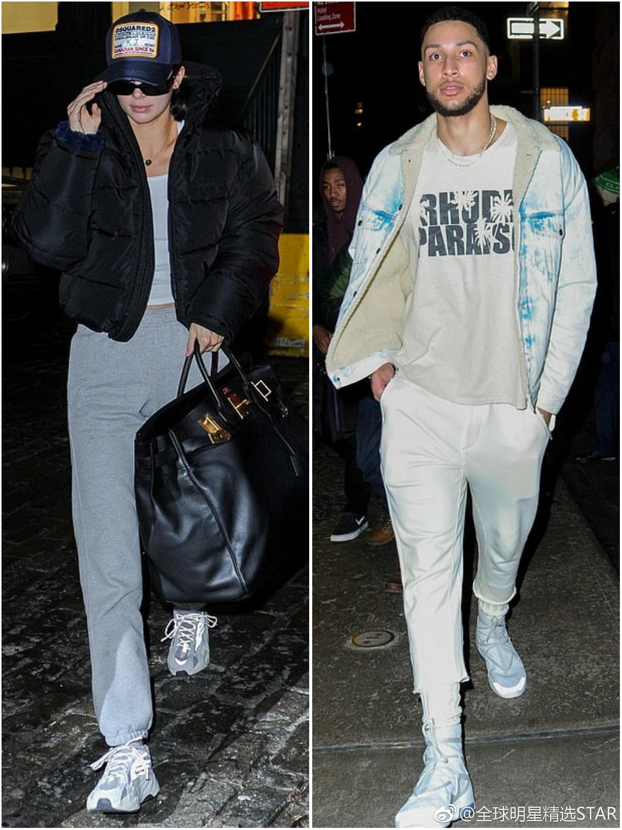 周四,nba球星本·西蒙斯和女友肯达尔·詹娜像一对夫妇一样,来到了