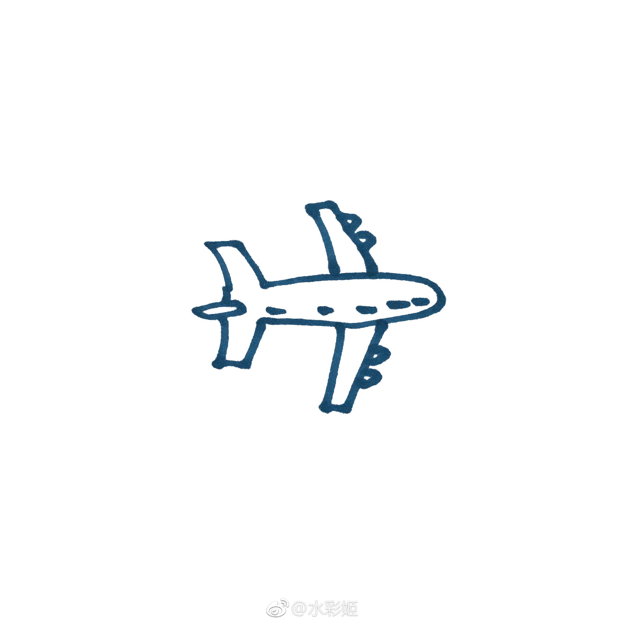 一组小飞机76简笔画收好水彩姬