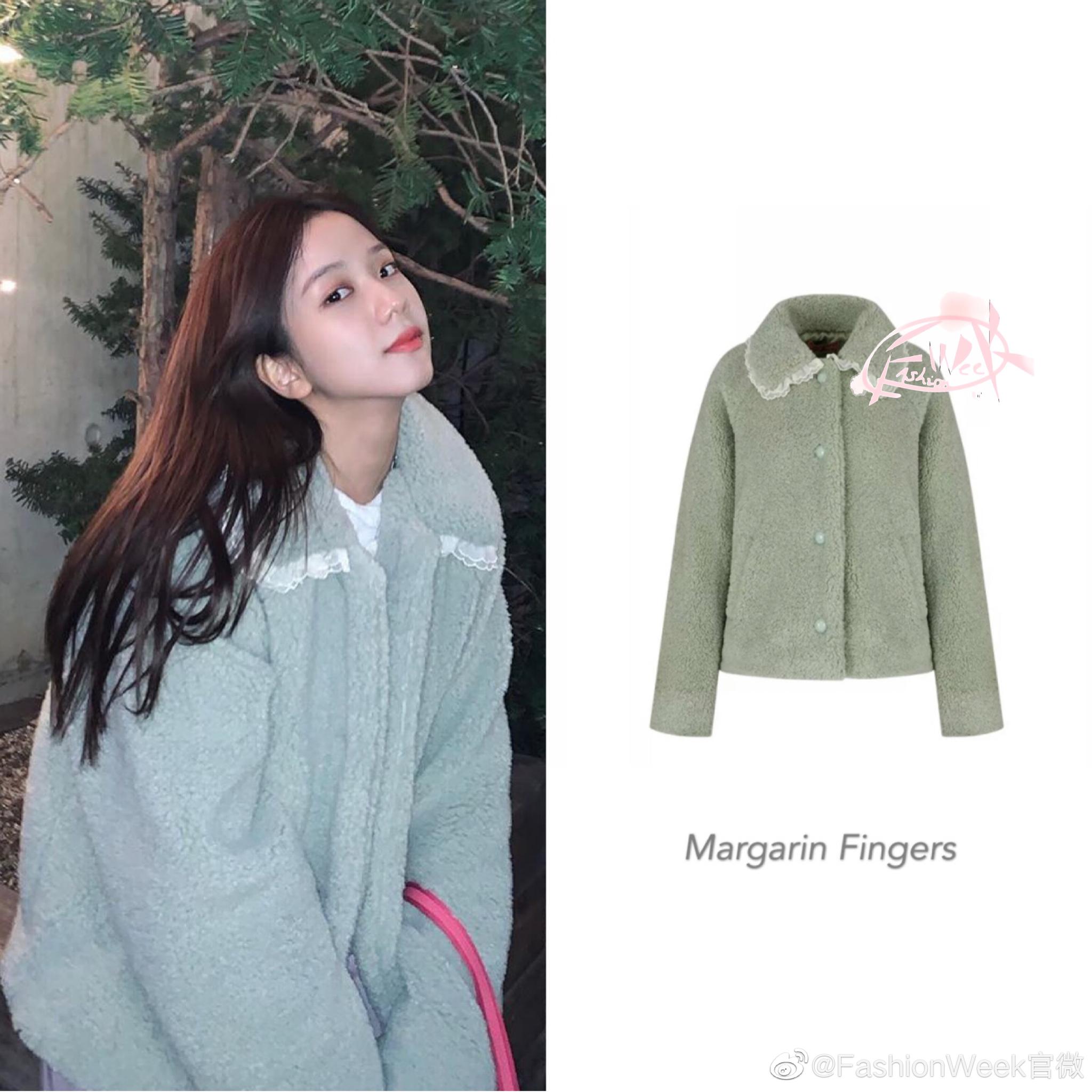 jisoo金智秀|最新ins私服更新,冬季身穿绿色毛绒外套