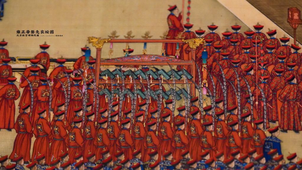 雍正帝祭先农坛图之舞乐工部分,每个人的表情都清晰可见.