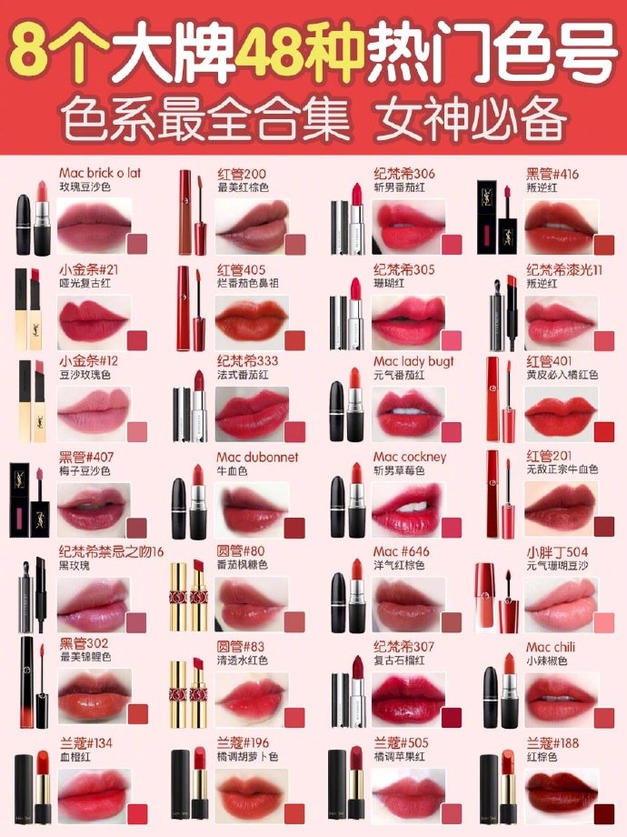 一篇适合秋冬的各大口红品牌热门色号 一篇适合秋冬的各大口红品牌热门色号