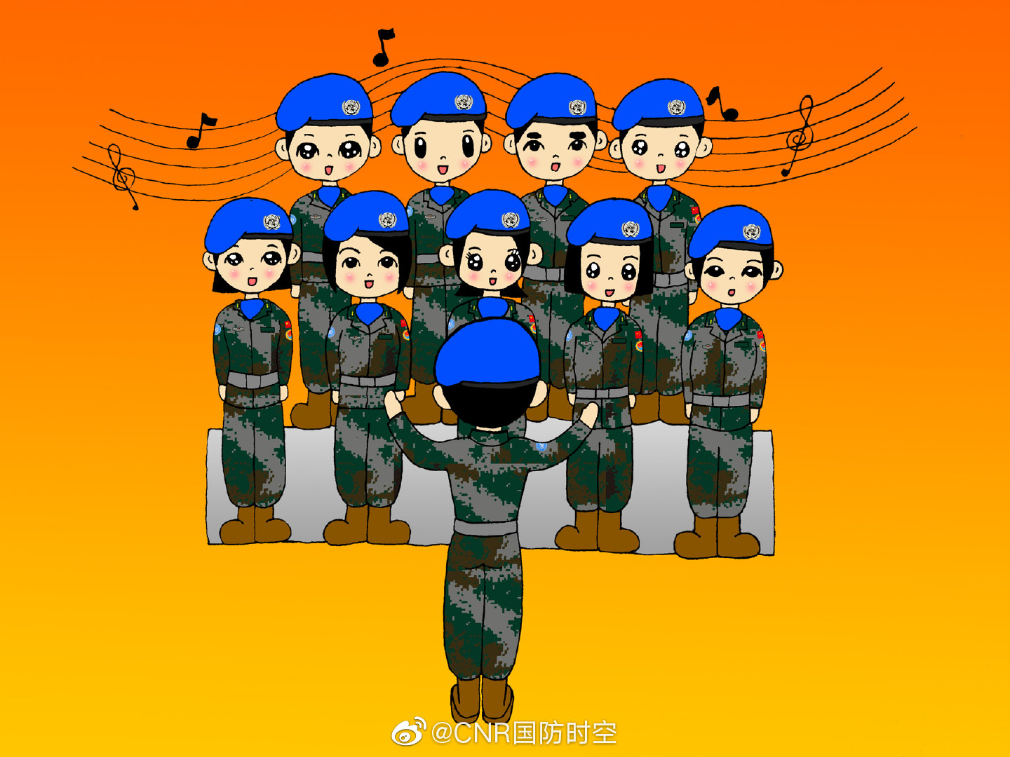 一组漫画与您分享维和官兵的爱国情