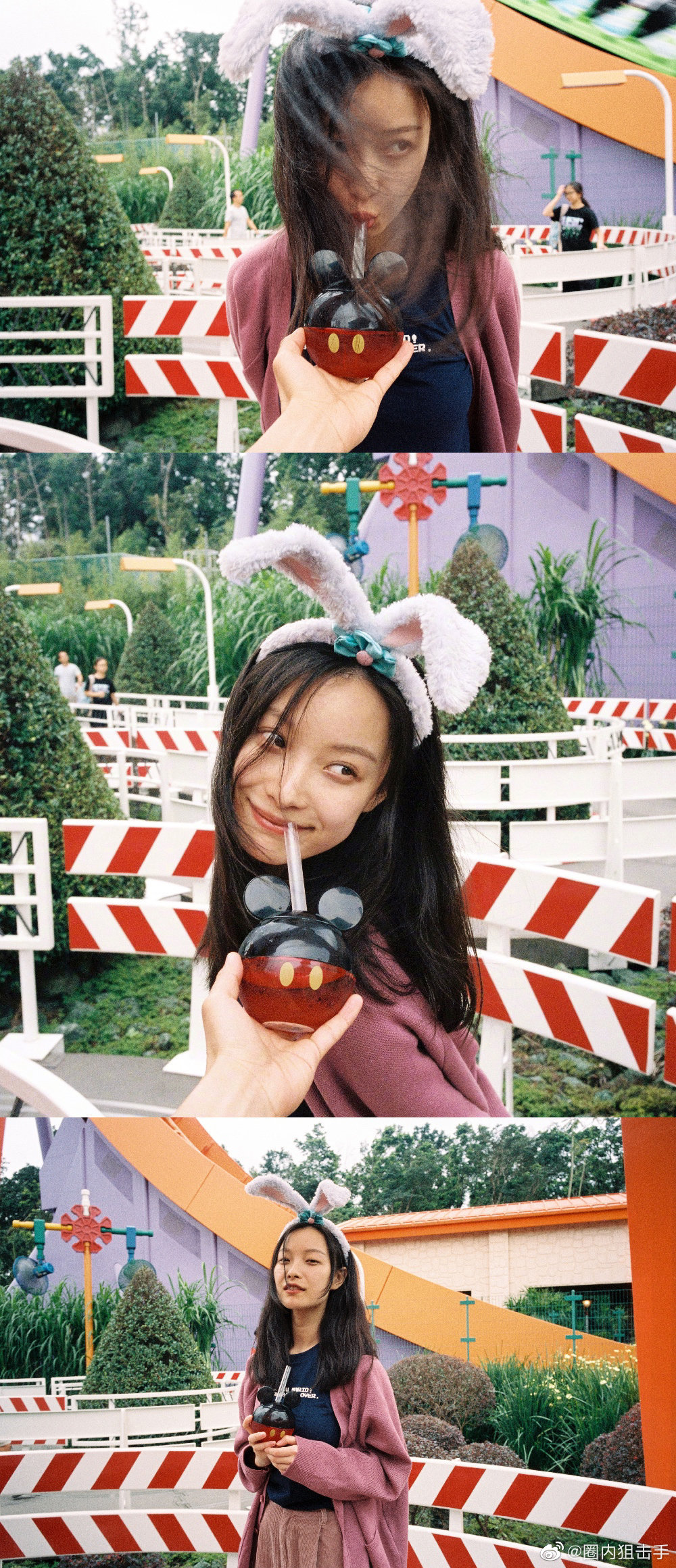 倪妮迪士尼游客照,每一张都像明信片!倪妮的气场太强大