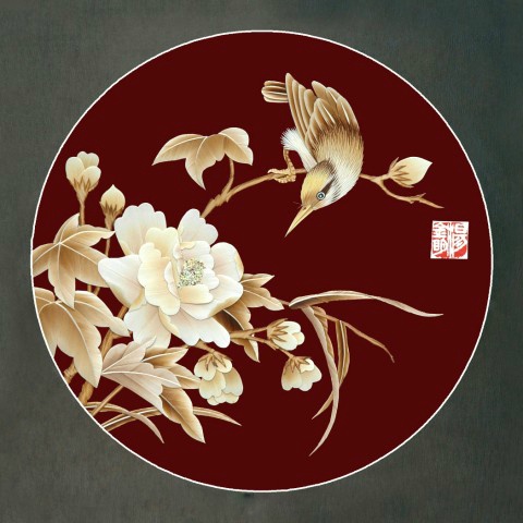 麦草画又称麦秆画,是始于隋唐时代的宫廷工艺品