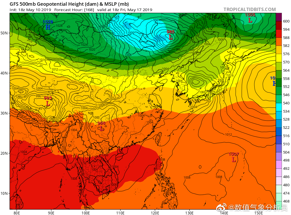 根据gfs数值天气模型,17-18号当西南季风向日本一带输送时