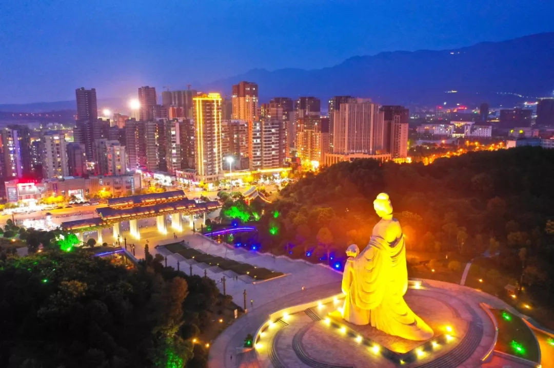 为九江柴桑区打call, 空中俯瞰沙河,夜色流光溢彩