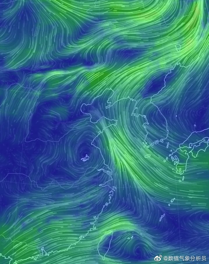 今天日本一带有个大型反气旋系统