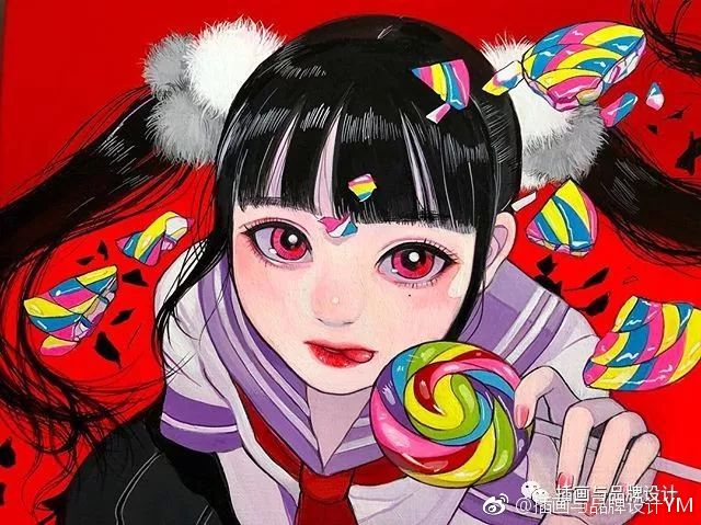 日本插画师巽千沙都擅长使用丙烯颜料作画