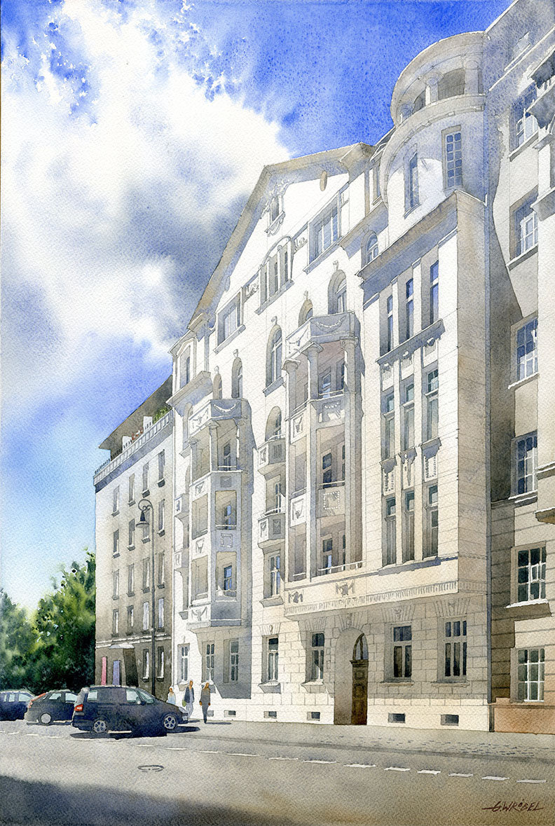 来自画家grzegorz wrobel的建筑水彩画作