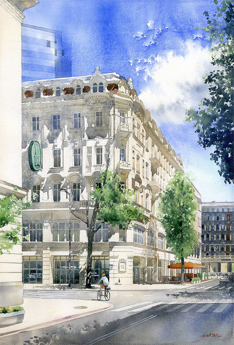 来自画家grzegorz wrobel的建筑水彩画作