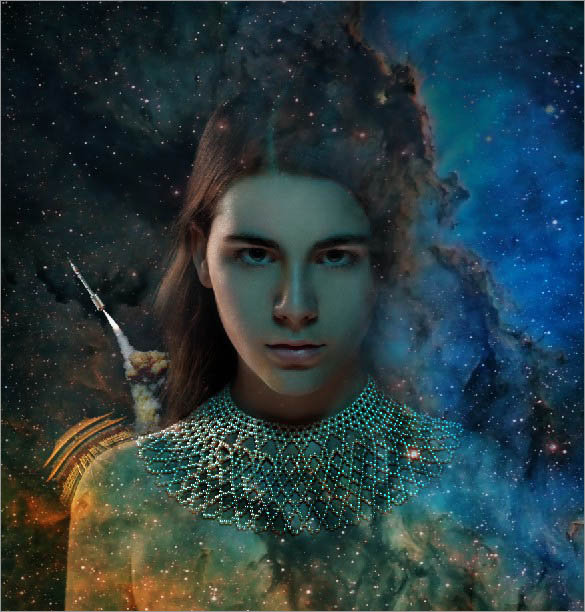 ps合成星空背景的科幻电影人物海报