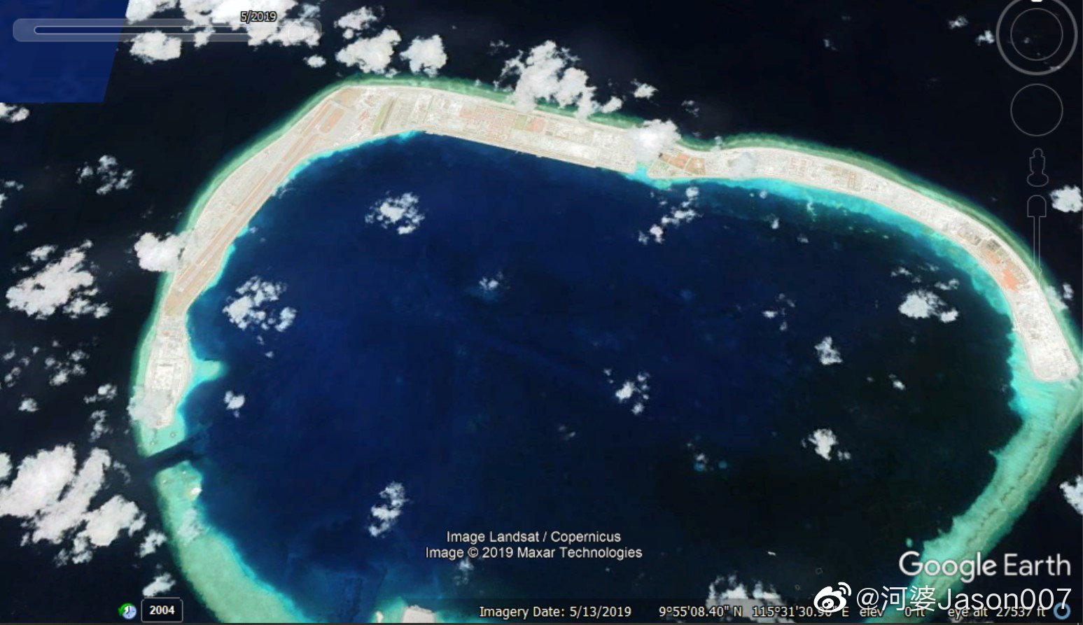 谷歌地球更新中国南海岛礁卫星图至今年3-8月